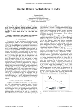 Eurad: on the Italian Contribution to Radar