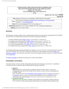 JTC 1/SC 2/WG 2 N3929 - Roadmap Snapshot