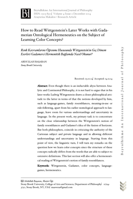 How to Read Wittgenstein's Later Works with Gada- Merian Ontological Hermeneutics on the Subject of Learning Color Concepts?