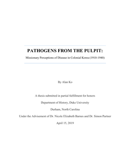 Pathogens from the Pulpit