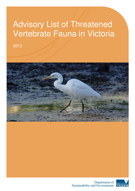 Advisory List of Threatened Vertebrate Fauna in Victoria