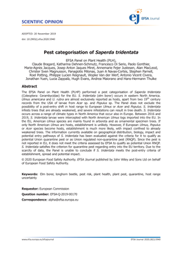 Pest Categorisation of Saperda Tridentata