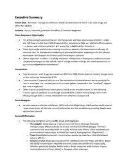 Therapeutic and Toxic Blood Concentrations of More Than 1100 Drugs and Other Xenobiotics