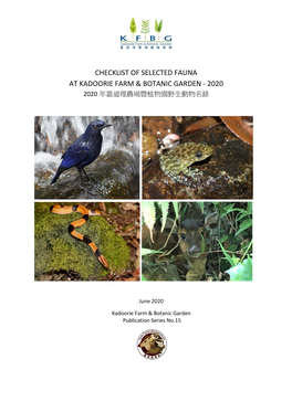 KFBG Checklist of Selected Fauna 2020