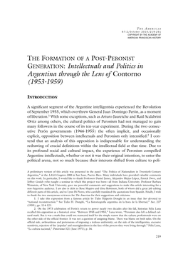 Intellectuals and Politics in Argentina Through the Lens of Contorno (1953-1959)