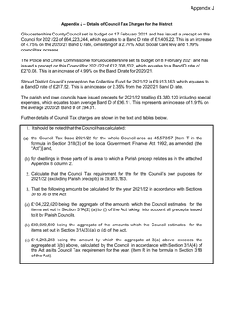 Appendix J – Details of Council Tax Charges for the District