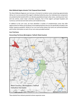 West Midlands Region Escooter Trial: Proposed Zones Details the West