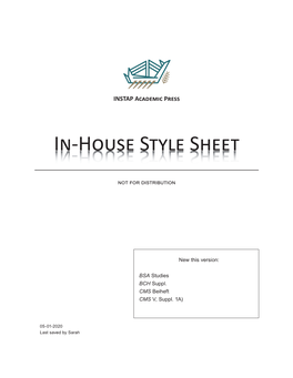 In-House Style Sheet In-House Style Sheet