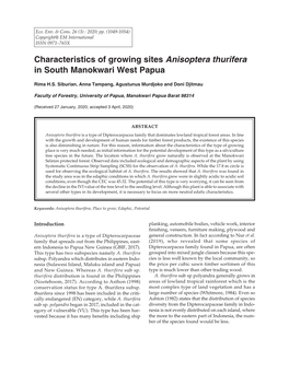 Characteristics of Growing Sites Anisoptera Thurifera in South Manokwari West Papua