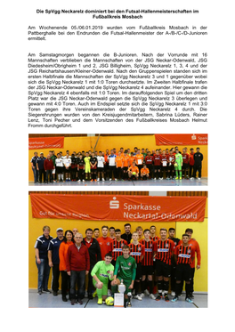 Die Spvgg Neckarelz Dominiert Bei Den Futsal-Hallenmeisterschaften Im Fußballkreis Mosbach