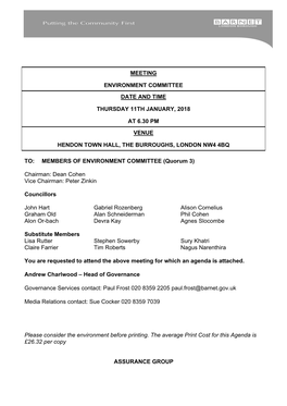 (Public Pack)Agenda Document for Environment Committee, 11/01