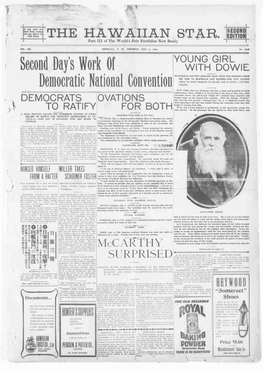 Mccarthy Will Also Be Hearst Derived Much of His Local Sup- Some of the Questions Relating to the Coining Campaign and Election