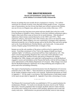 THE BROTHERHOOD Racism and Intimidation Among Prison Staff at the Indiana Correctional Facility-Putnamville