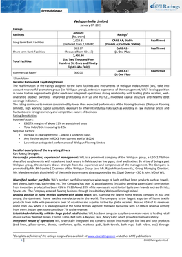 Press Release Welspun India Limited