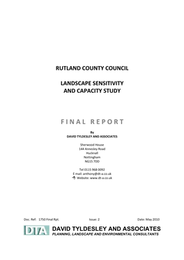 Landscape Sensitivity and Capacity Study (May 2010)