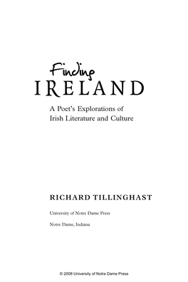 Findingeland , a Poet S Explorations of Irish Literature and Culture