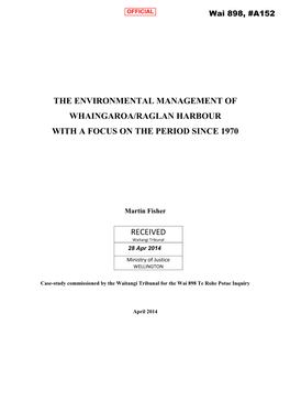 The Environmental Management of Whaingaroa/Raglan Harbour