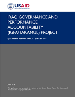 Iraq Governance and Performance Accountability (Igpa/Takamul) Project