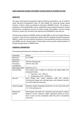 Sidbi Financing Scheme for Energy Saving Projects in Msme Section