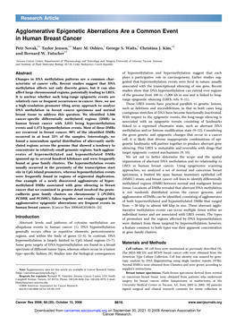 Agglomerative Epigenetic Aberrations Are a Common Event in Human Breast Cancer