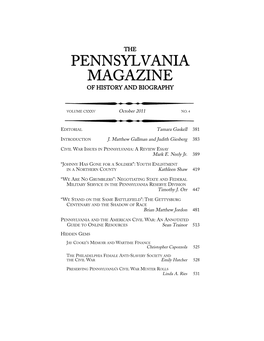 The Pennsylvanina Magazine of History and Biography