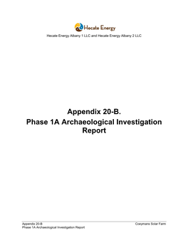 Appendix 20-B Phase 1A Archaeological Investigation Report