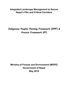 Indigenous Peoples Planning Framework (IPPF) & Process Framework (PF)