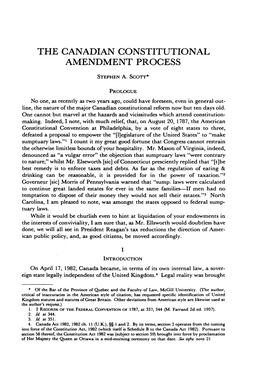 The Canadian Constitutional Amendment Process