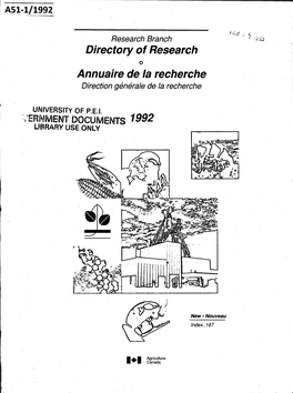Directory of Research Annuaire De /A Recherche