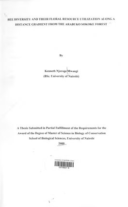 Bee Diversity and Their Floral Resource Utilization Along a Distance Gradient from the Arabuko Sokoke Forest