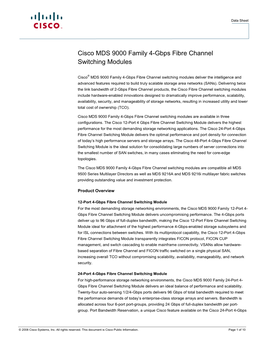 Cisco MDS 9000 Family 4-Gbps Fibre Channel Switching Modules