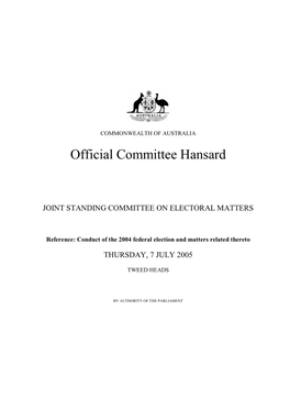 Official Committee Hansard