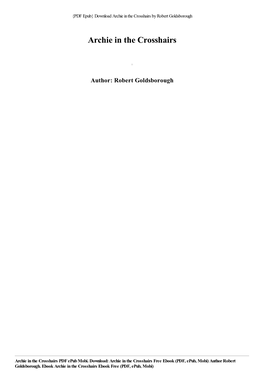 {PDF Epub} Download Archie in the Crosshairs by Robert Goldsborough