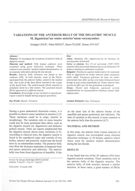 Variations of the Anterior Belly of the Digastric Muscle M