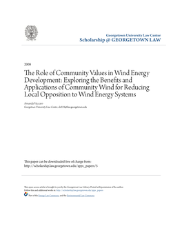 The Role of Community Values in Wind Energy Development