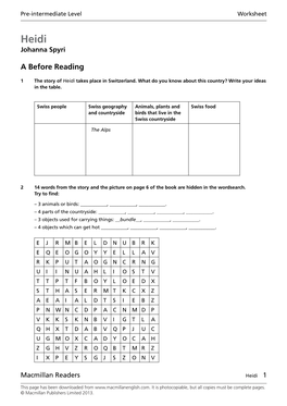 Heidi Worksheet