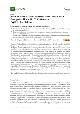 Volatiles from Undamaged Eucalyptus Hosts Do Not Influence Psyllid