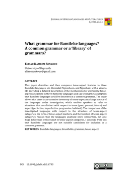 What Grammar for Bamileke Languages? a Common Grammar Or a ‘Library’ of Grammars?