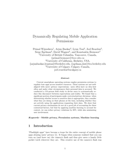 Dynamically Regulating Mobile Application Permissions