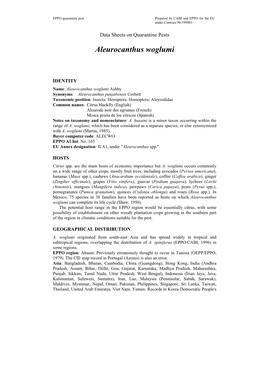 Data Sheet on Aleurocanthus Woglumi