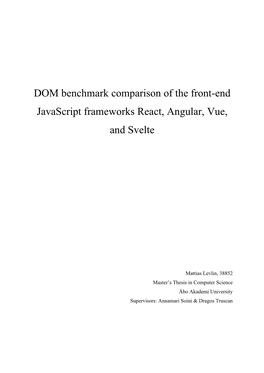 DOM Benchmark Comparison of the Front-End Javascript Frameworks React, Angular, Vue, and Svelte