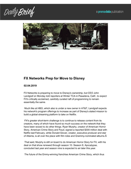 FX Networks Prep for Move to Disney