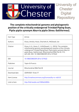 The Complete Mitochondrial Genome and Phylogenetic