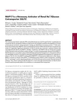 MAP17 Is a Necessary Activator of Renal Na+/Glucose Cotransporter SGLT2