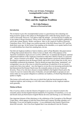 Blessed Virgin: Mary and the Anglican Tradition