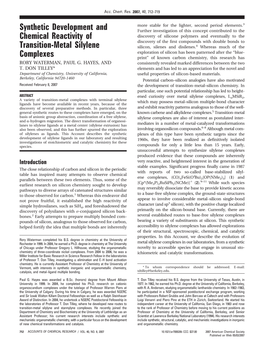 Synthetic Development and Chemical Reactivity of Transition-Metal