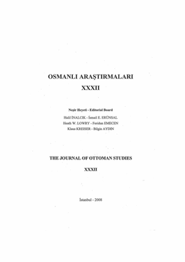 Osmanli Araştirmalari the Journal of Ottoman.Studies