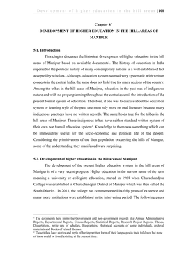 Development of Higher Education in the Hill Areas | 100 Chapter V