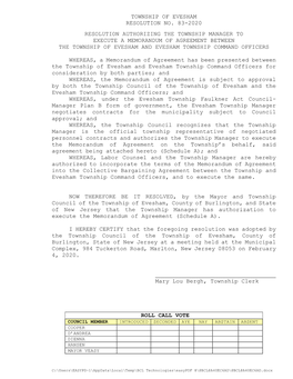 Township of Evesham Resolution No