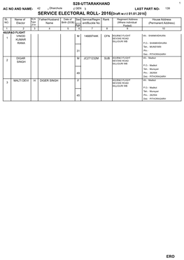 SERVICE ELECTORAL ROLL- 2016(Draft W.R.T 01.01.2016) SL